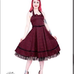 H&R London Balaton Cherry Halter Dress
